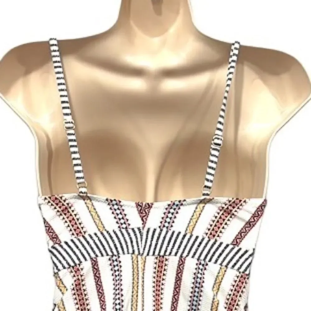𝅺Jessica‎ Simpson Women’s Swimsuit Moroccan Stripe Lace Up Tassel Sz Sm Boho
